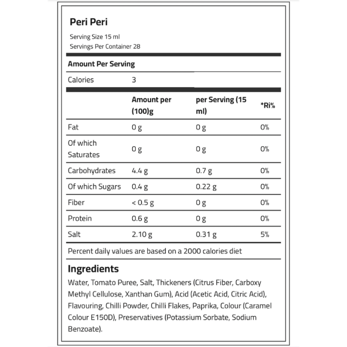 Fit Cuisine - Vegan Low Cal Peri Peri Sauce 425ml