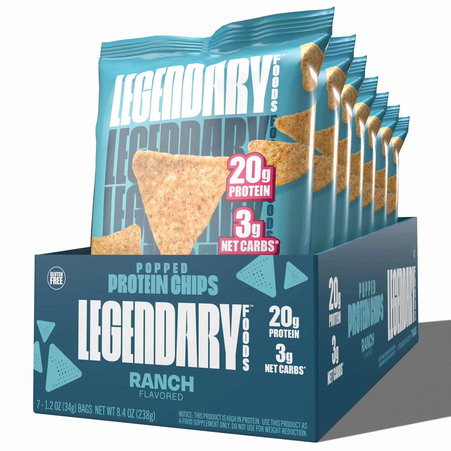 Legendary Popped  protein chips 20g protein & 3g net carbs 1 PC