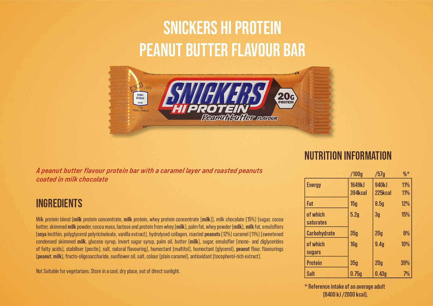 Snickers Low Sugar Snickers Hi-Protein Bar 12x57g