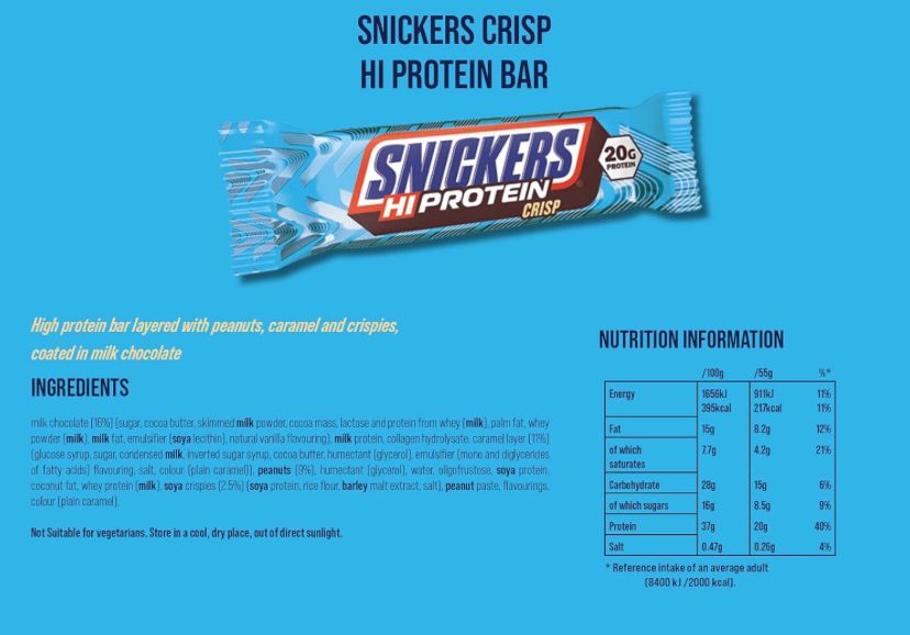 Snickers Low Sugar Snickers Hi-Protein Bar 12x57g