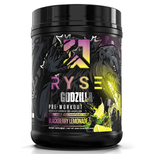 RYSE Godzilla Pre Workout, Blackberry Lemonade, 1.9 LB, Pump & Energy, Strength & Focus