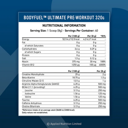 BodyFuel  Ultimate Pre-Workout Strawberry lemonade 320g (40 Servings)